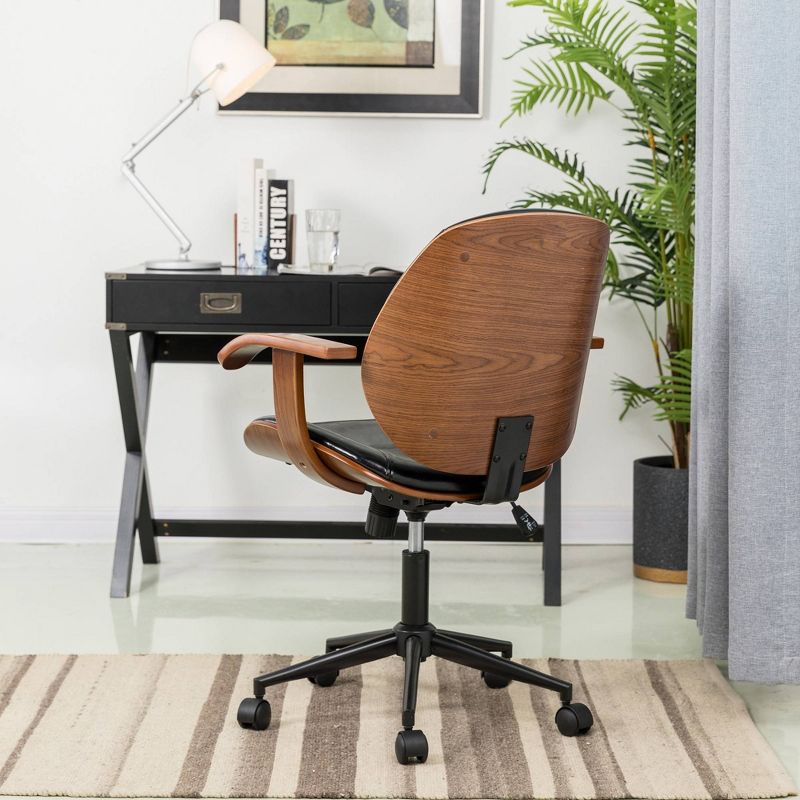 33" Leatherette Height Adjustable Swivel Desk Chair Black - Glitzhome