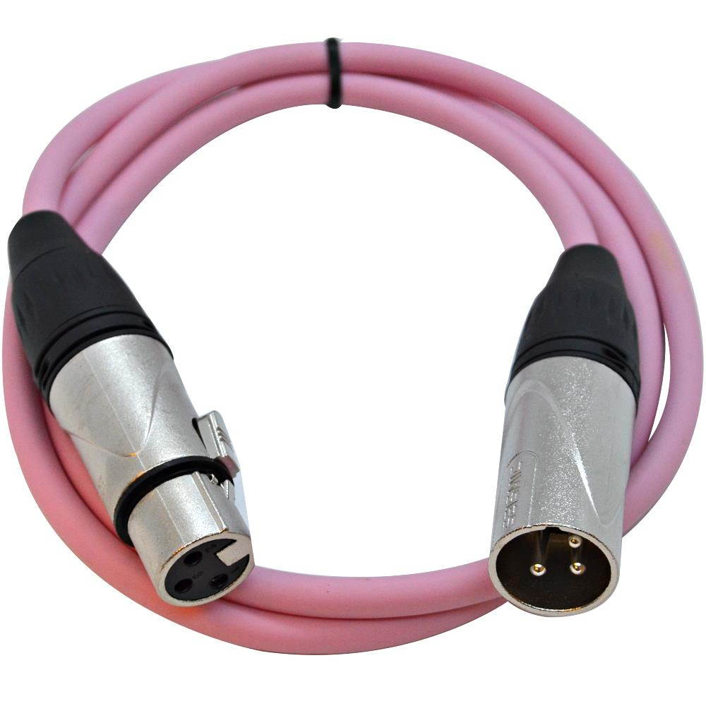 Seismic Audio - SAXLX-3Pink - 3 Foot Pink XLR Patch Cable Mic Cord - 3 Pin XLR Male to XLR Female Microphone Cables - 3'