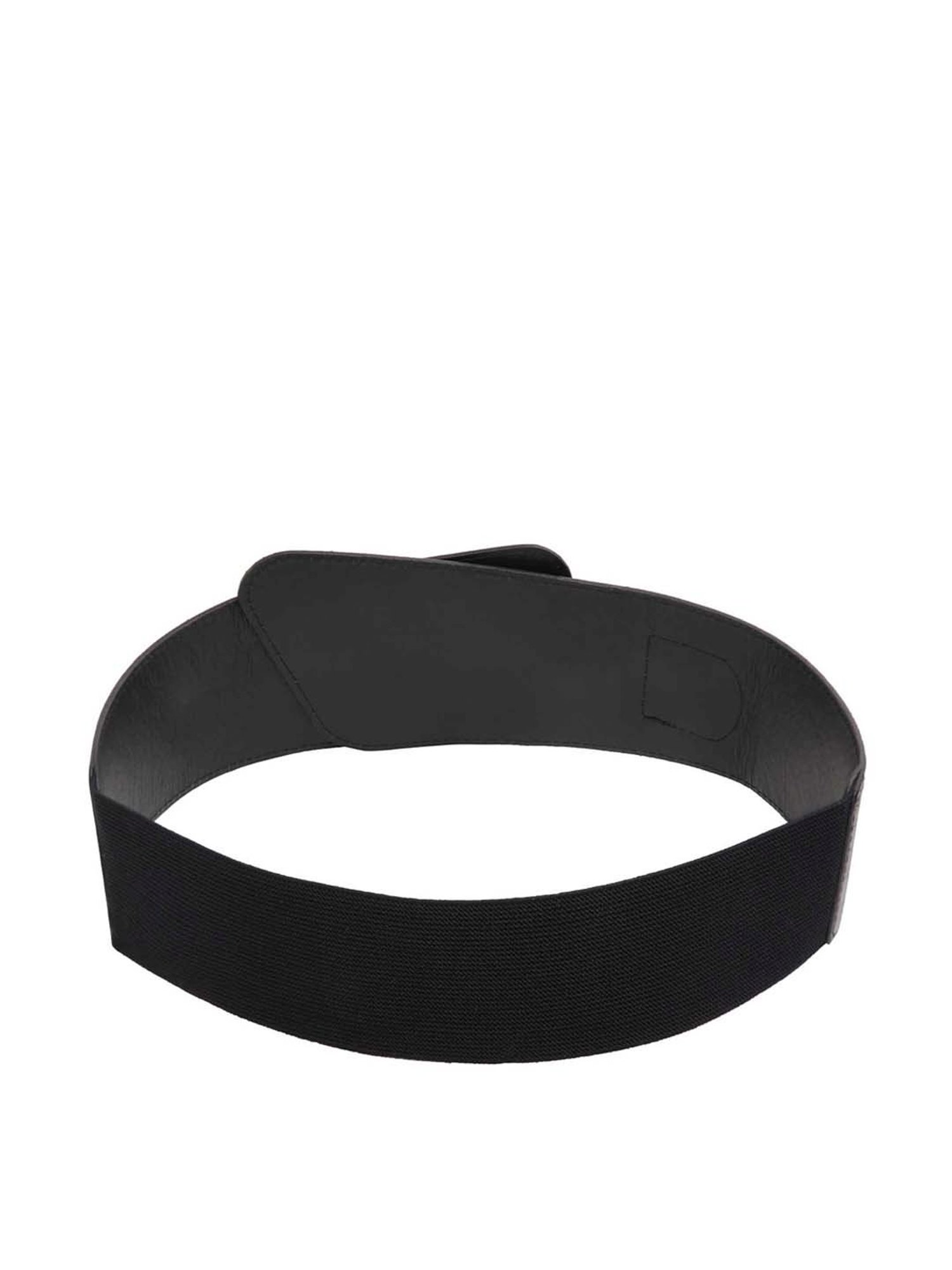 Crusset Black Leather Solid Waist Belt for Women