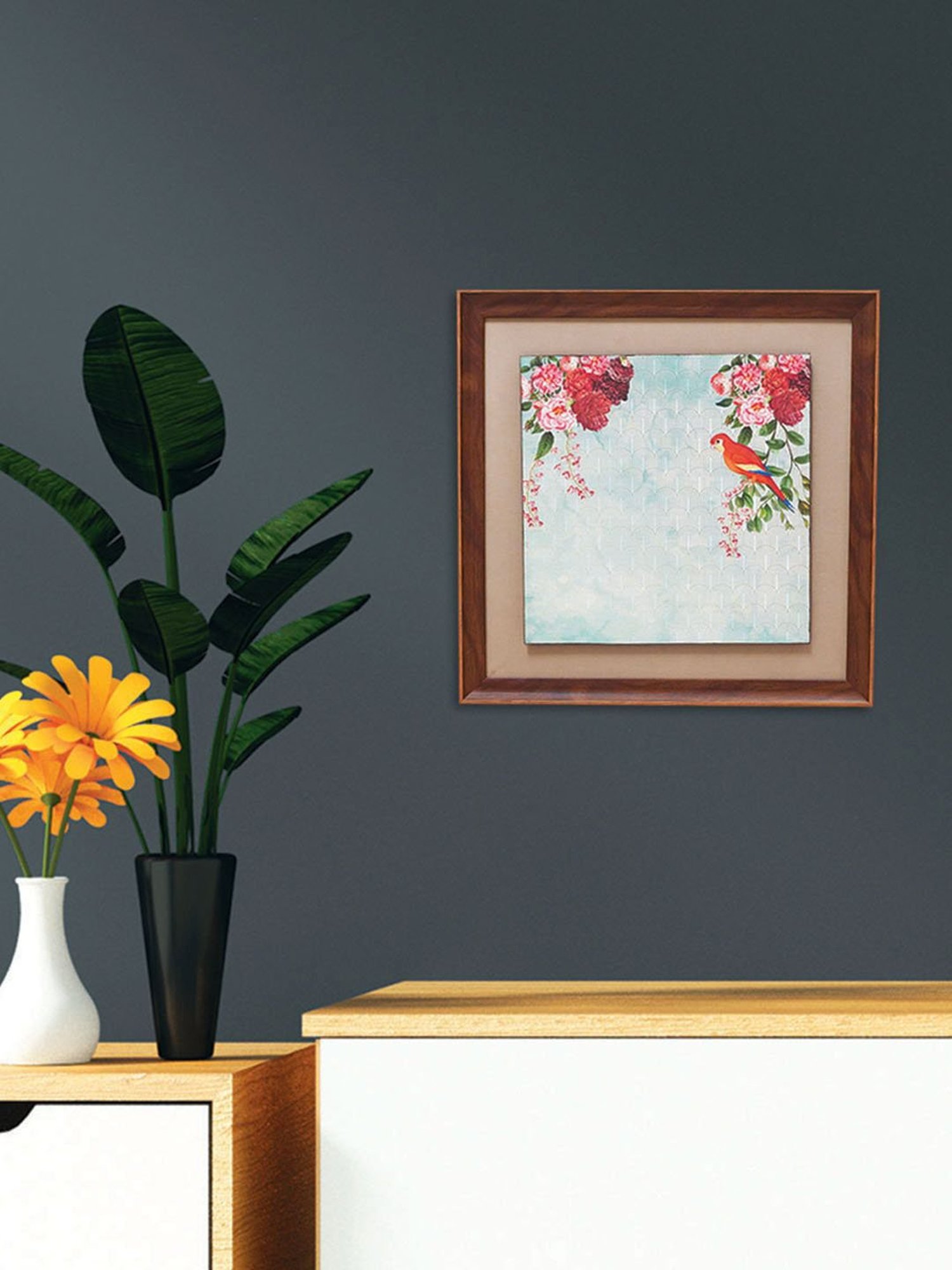 ICraft Blue & Red Canvas Royal Bird Wall Art - Set of 1