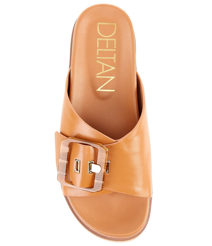 Deltan Benson Leather Buckle Lug Sole Slides