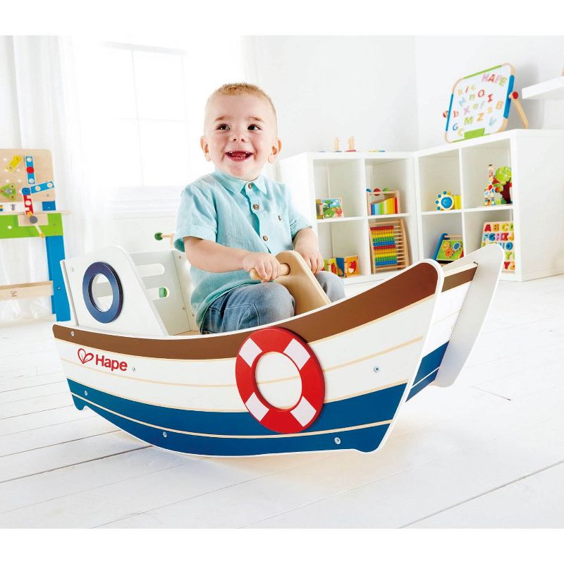 Hape High Seas Early Explorer Wooden Rocker Rocking Ride On Toddler Toy Boat