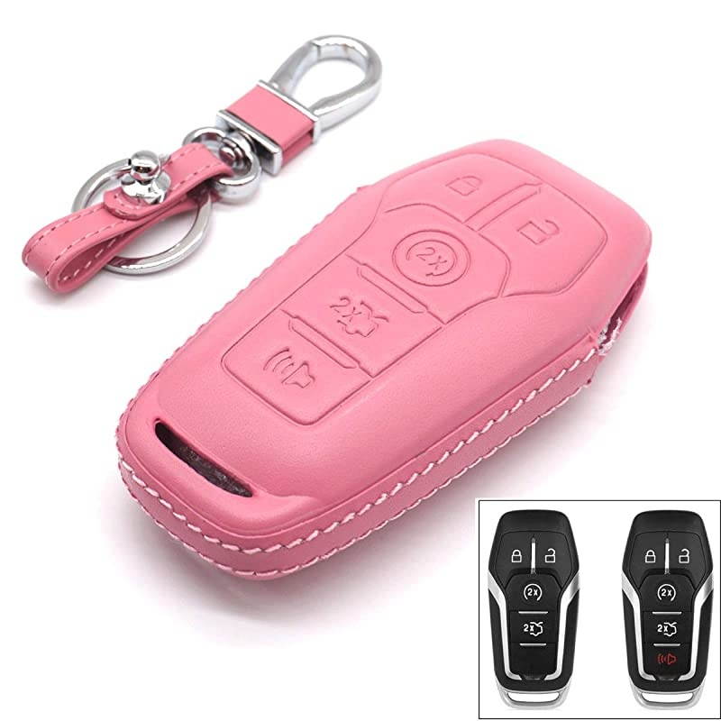 TM) 4 5 Buttons TPU Smart keyless Entry Remote Key Fob case Cover Keychain for Ford Mustang F-150 F-450 Explorer Taurus Fusion Edge,Lincoln MKZ MKC MKX (Blue)