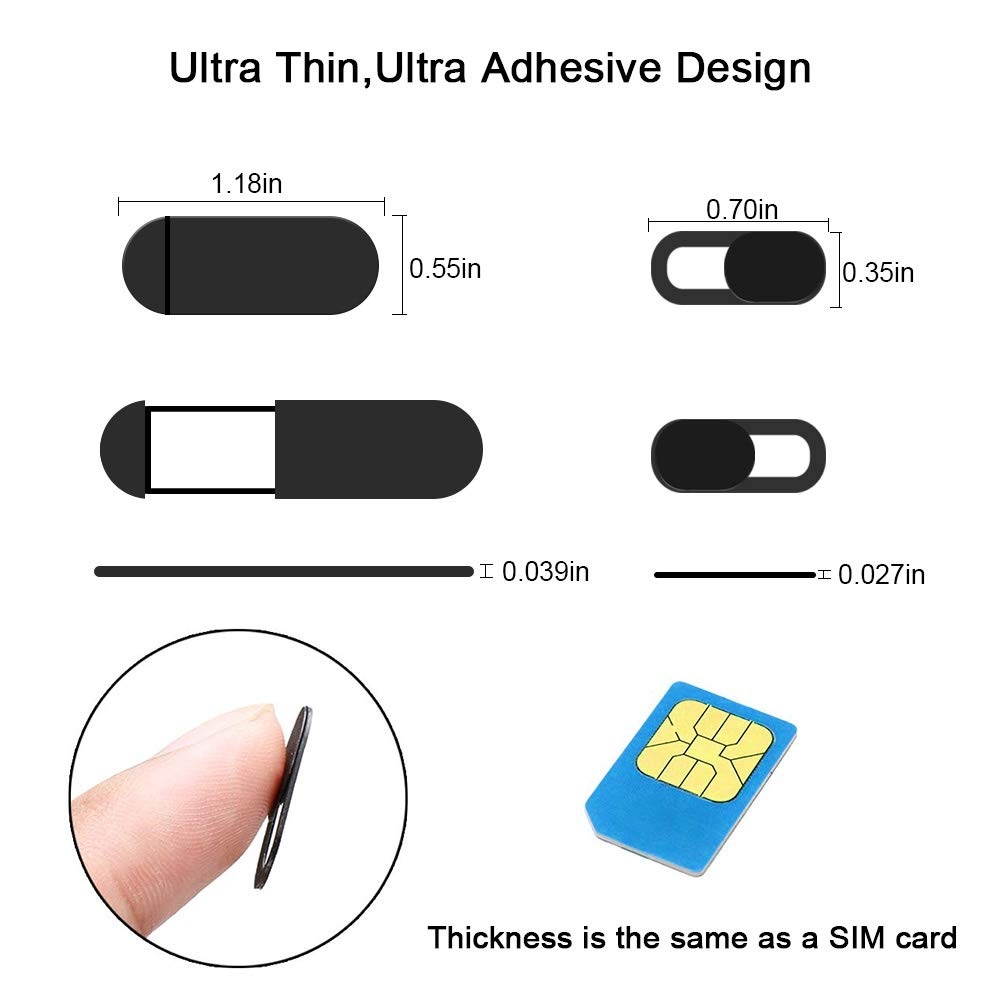 Webcam Cover,Ultra-Thin Web Camera Cover Slider Works with Most Tablet, Laptop,PC and All-in-One Desktops, Ultra-Adhesive Camera Privacy Assistant to Protect Privacy Every Moment(Black,6Pack)
