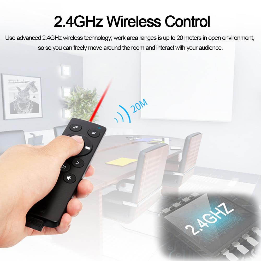 2.4GHz Wireless Multifunctional Presenter PowerPoint PPT Clicker Remote Control Plug and Play Black