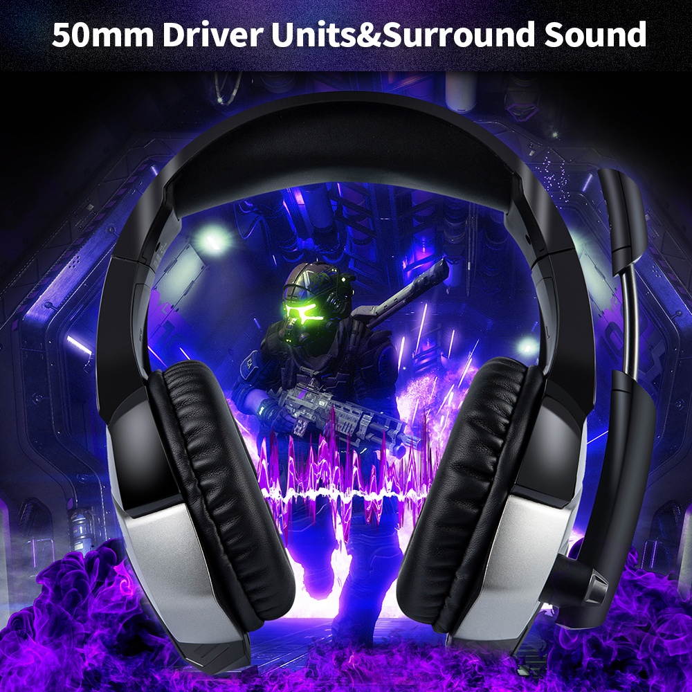 ONIKUMA K5 PRO Wired Headset E-sports Gaming Headset with 50mm Driver Unit Adjustable Microphone HiFi Sound Quality Black&Blue