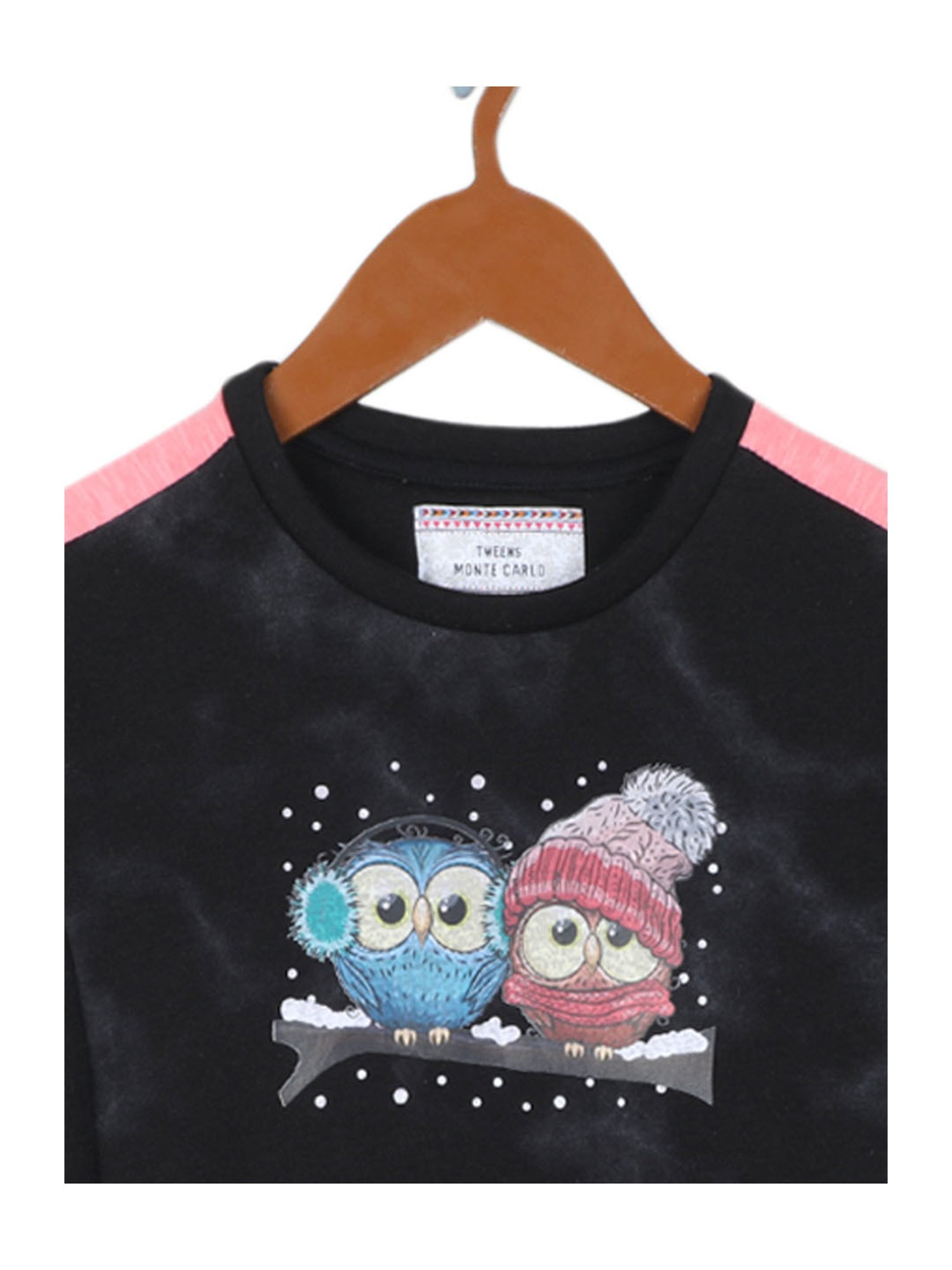 Monte Carlo Kids Black Printed Full Sleeves Sweatshirt