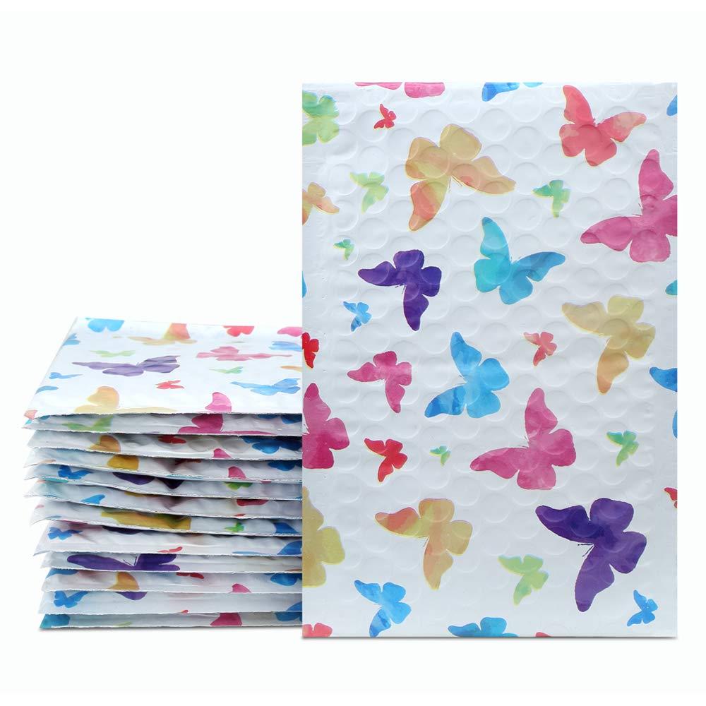 Mailer Plus #000 4x8" 50pcs Colorful Butterfly Designer Poly Bubble Mailers Padded Envelopes Boutique Custom Bags