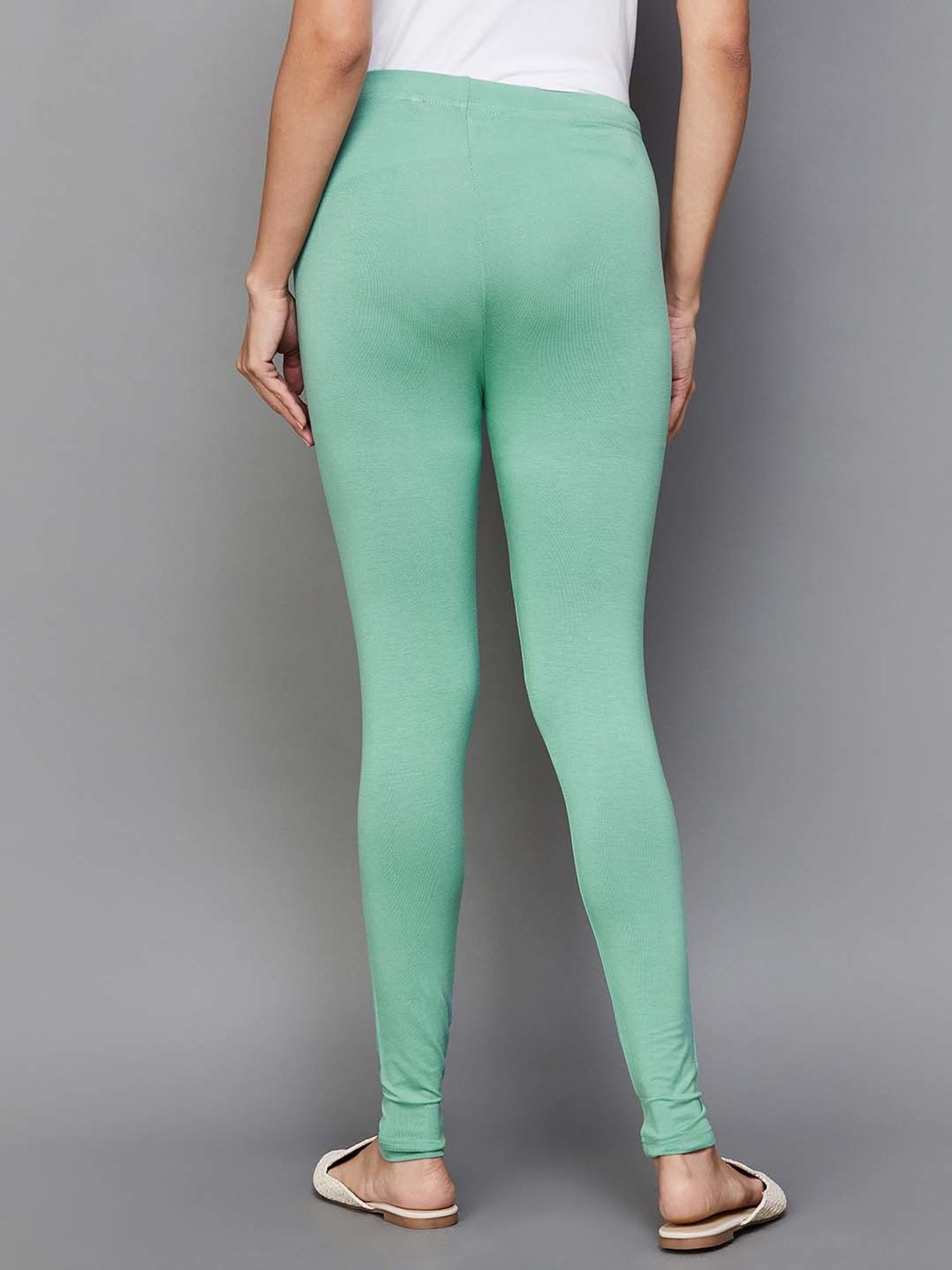 Melange by Lifestyle Sage Green Cotton Leggings