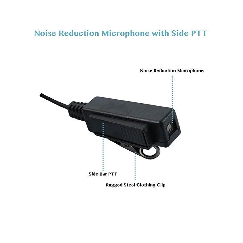 2 Wire Covert Acoustic Tube Police Earpiece Headset PTT MIC with One Pair Medium Earmolds for Kenwood Baofeng HYT Puxing Wouxun 2 Way Radio Walkie Talkie Baofeng bf888s uv5r