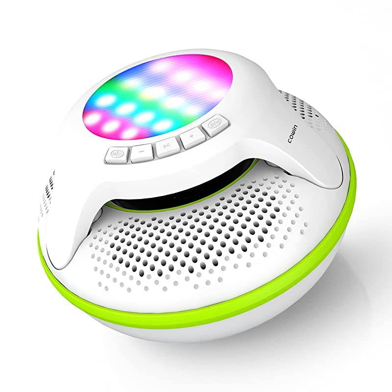 Swimmer IPX7 Floating Waterproof Bluetooth Speakers Portable Wireless Shower Speaker with 10W Deep Bass and Colorful LED Light for Swimming Pool Party Travel Home