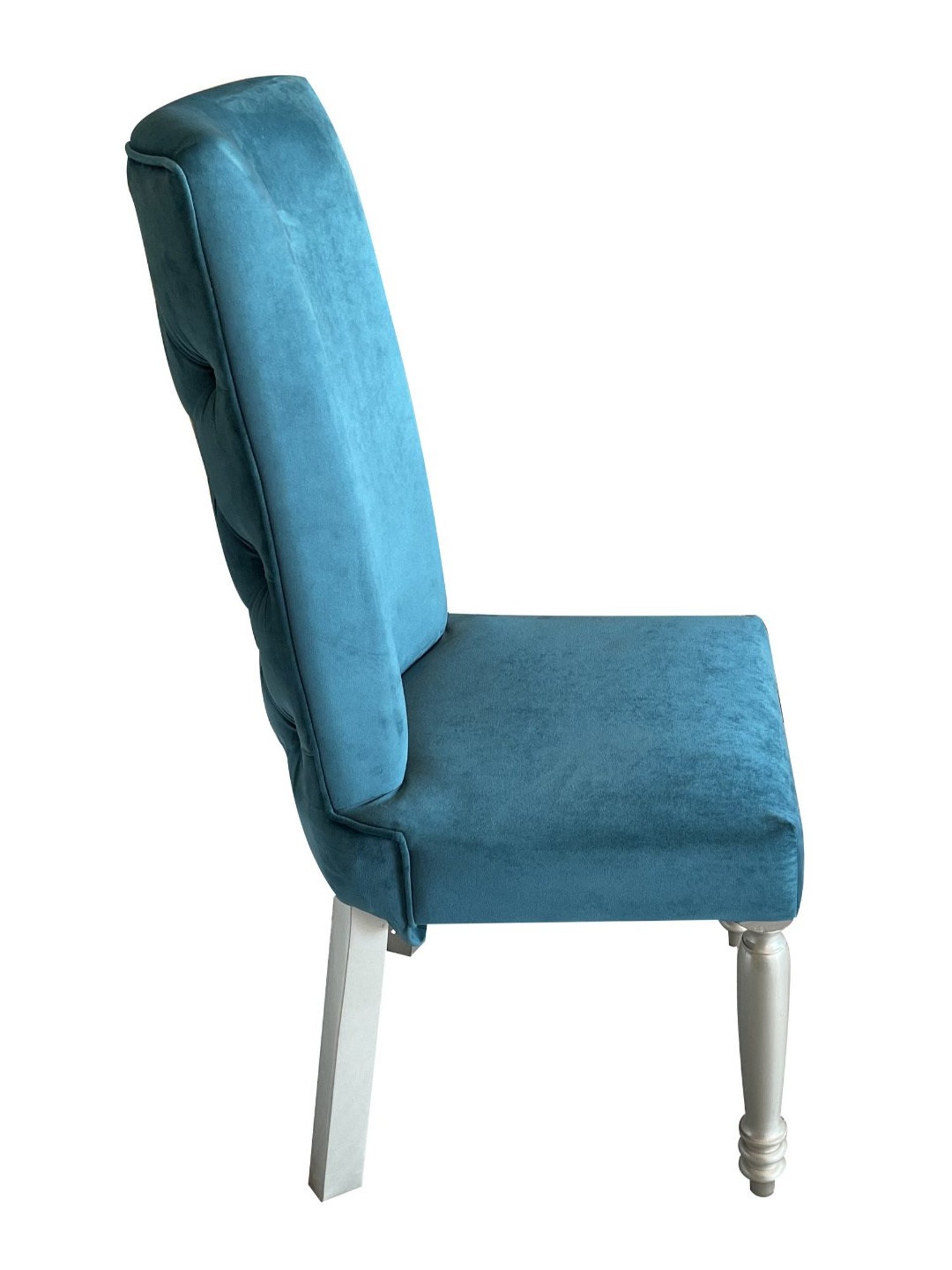Ikiriya Oliver Solid Silver & Turquoise Wood Dining Chair Turquoise Sea Velvet Finish