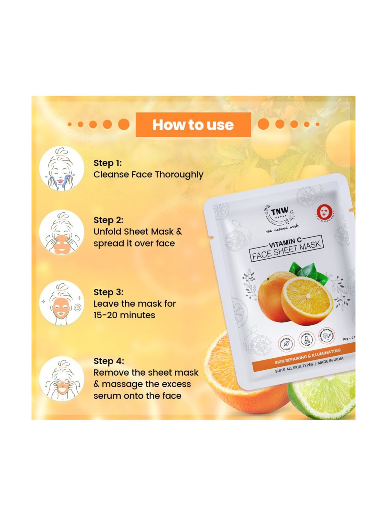 TNW - The Natural Wash Vitamin C Face Sheet Mask - 20 gm