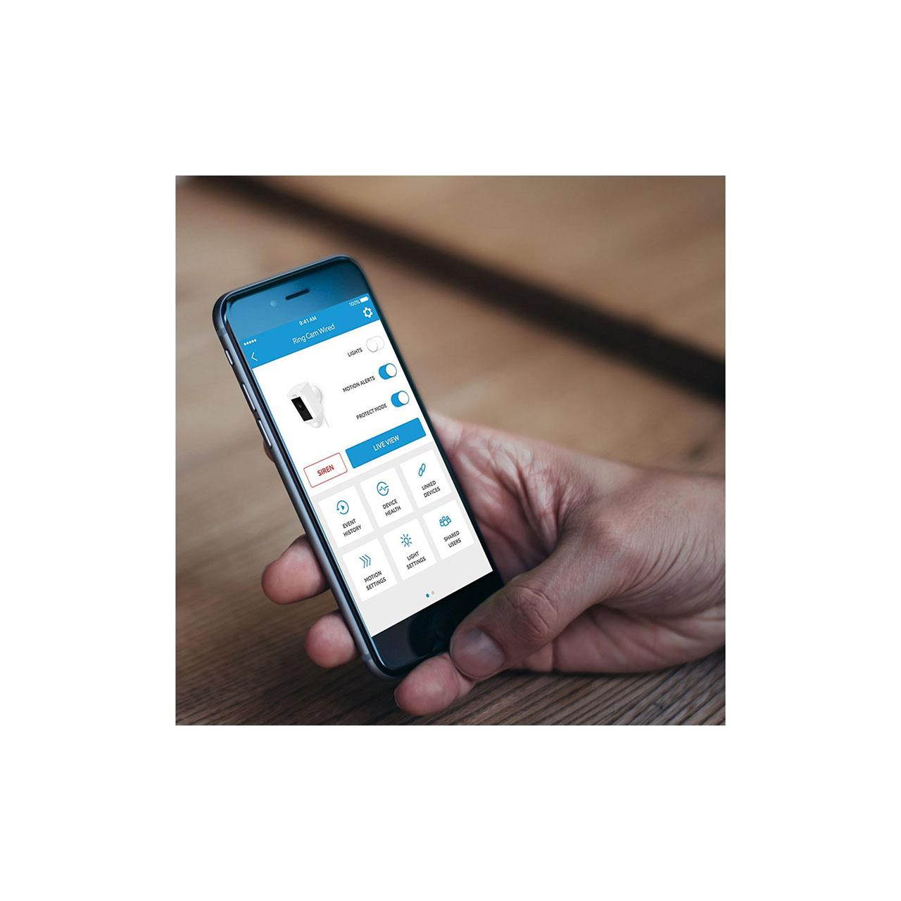 Ring Indoor/Outdoor 1080HD Wired Security Camera with LED Spotlight, White