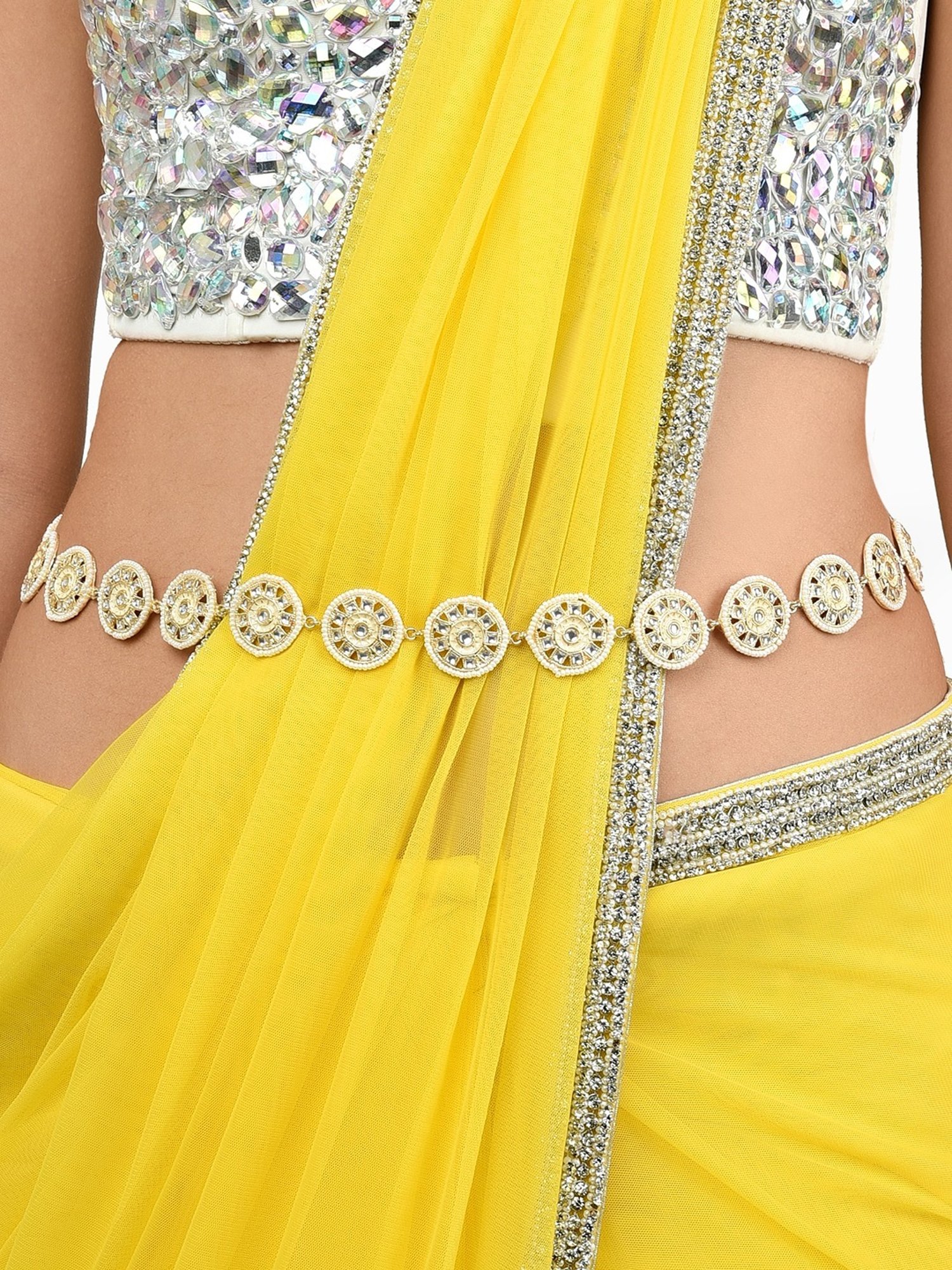 Zaveri Pearls Gold Tone Traditional Kundan Pearls Embellished Bridal Kamarbandh-ZPFK15971