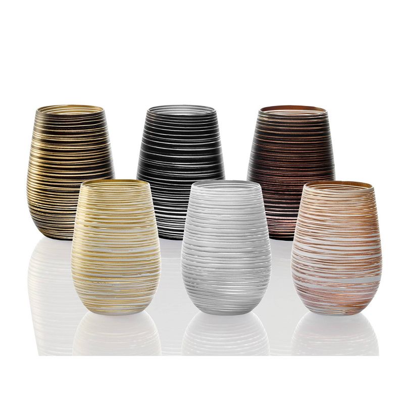 16.5oz 6pk Glass Olympia Twister Tumbler Drinkware Set White/Silver - Stolzle Lausitz