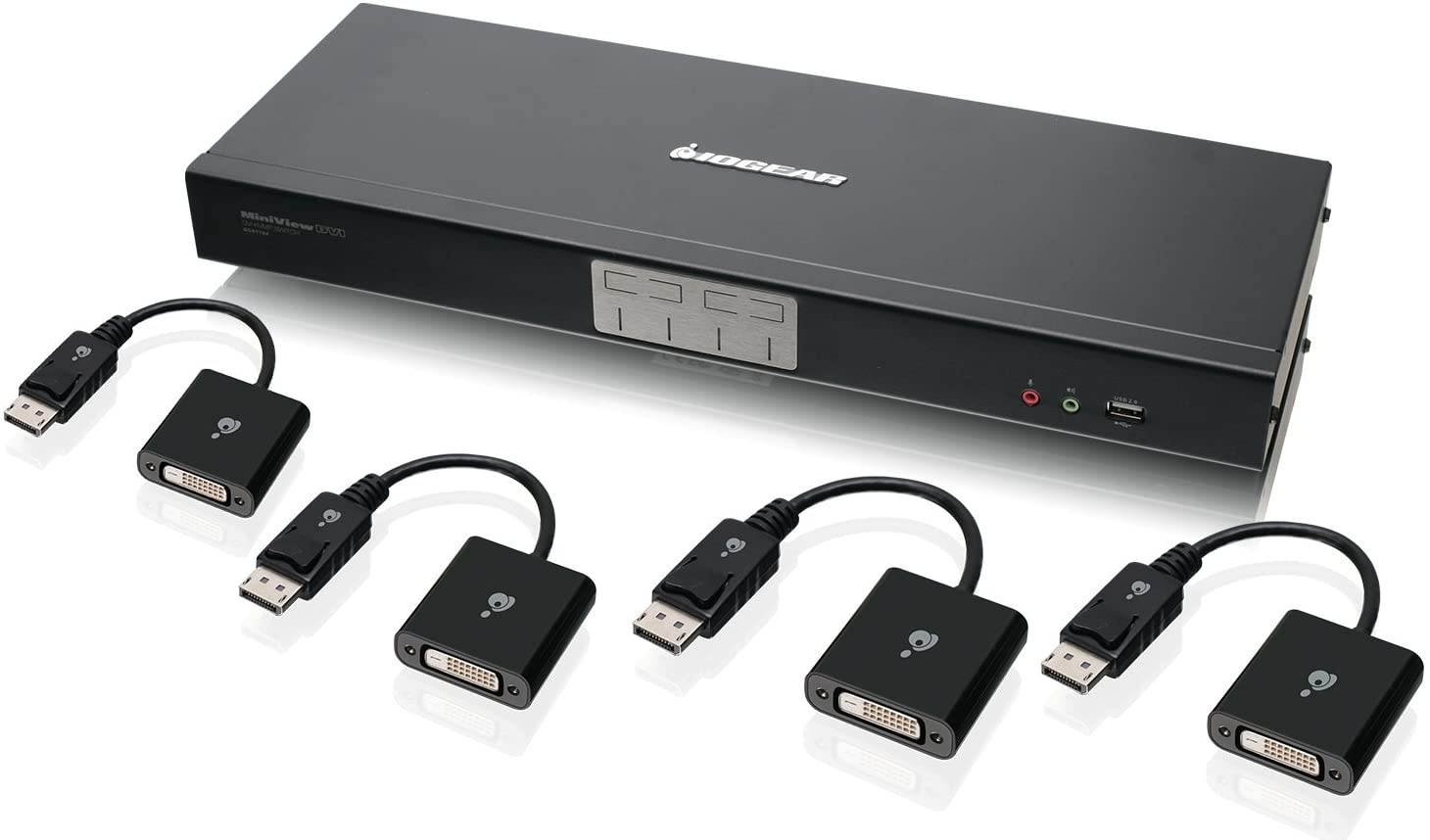 IOGEAR 4-Port Dual-Link DVI and DisplayPort KVMP Kit with 7.1 Audio, TAA Compliant, GCS1784DPKIT