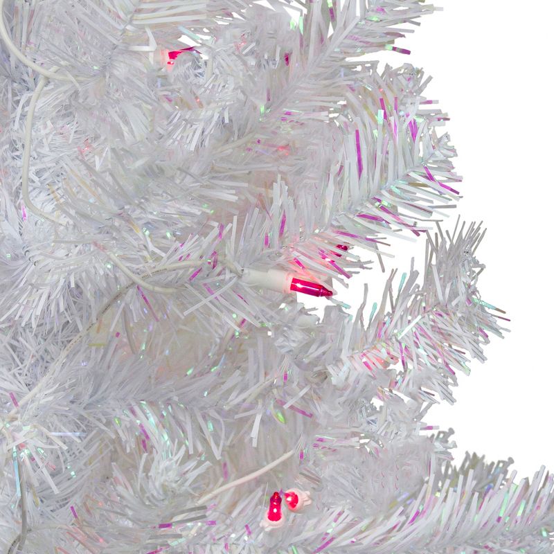 Northlight 4' Pre-lit White Iridescent Pine Artificial Christmas Tree - Pink Lights
