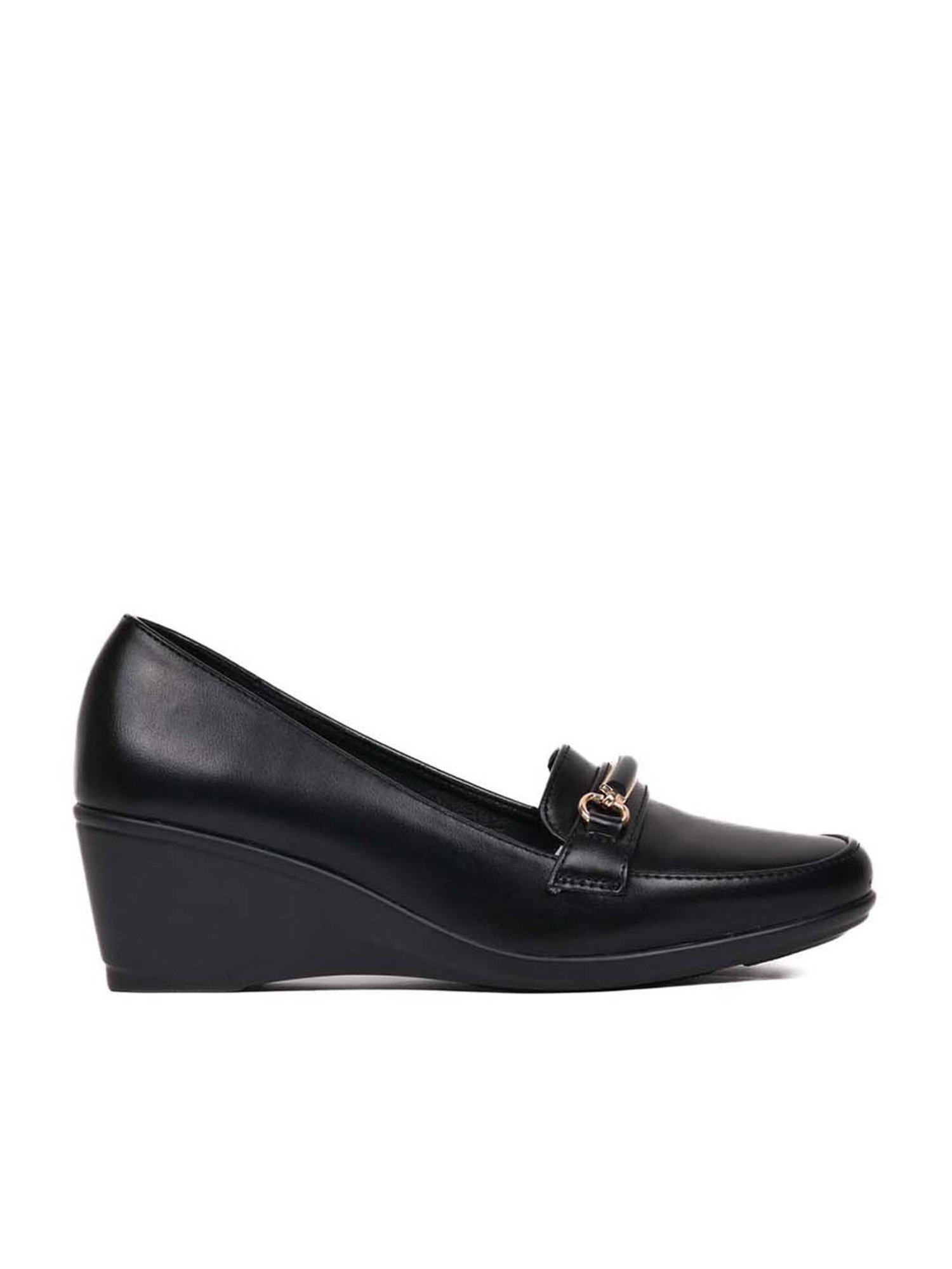 Jove Women's Black Wedge Loafers