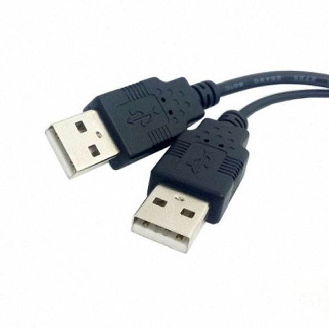 FVH Black USB 2.0 Female A to Dual A Male Extra Power Data Y Extension Cable for 2.5" Mobile Hard Disk U2-231-BK
