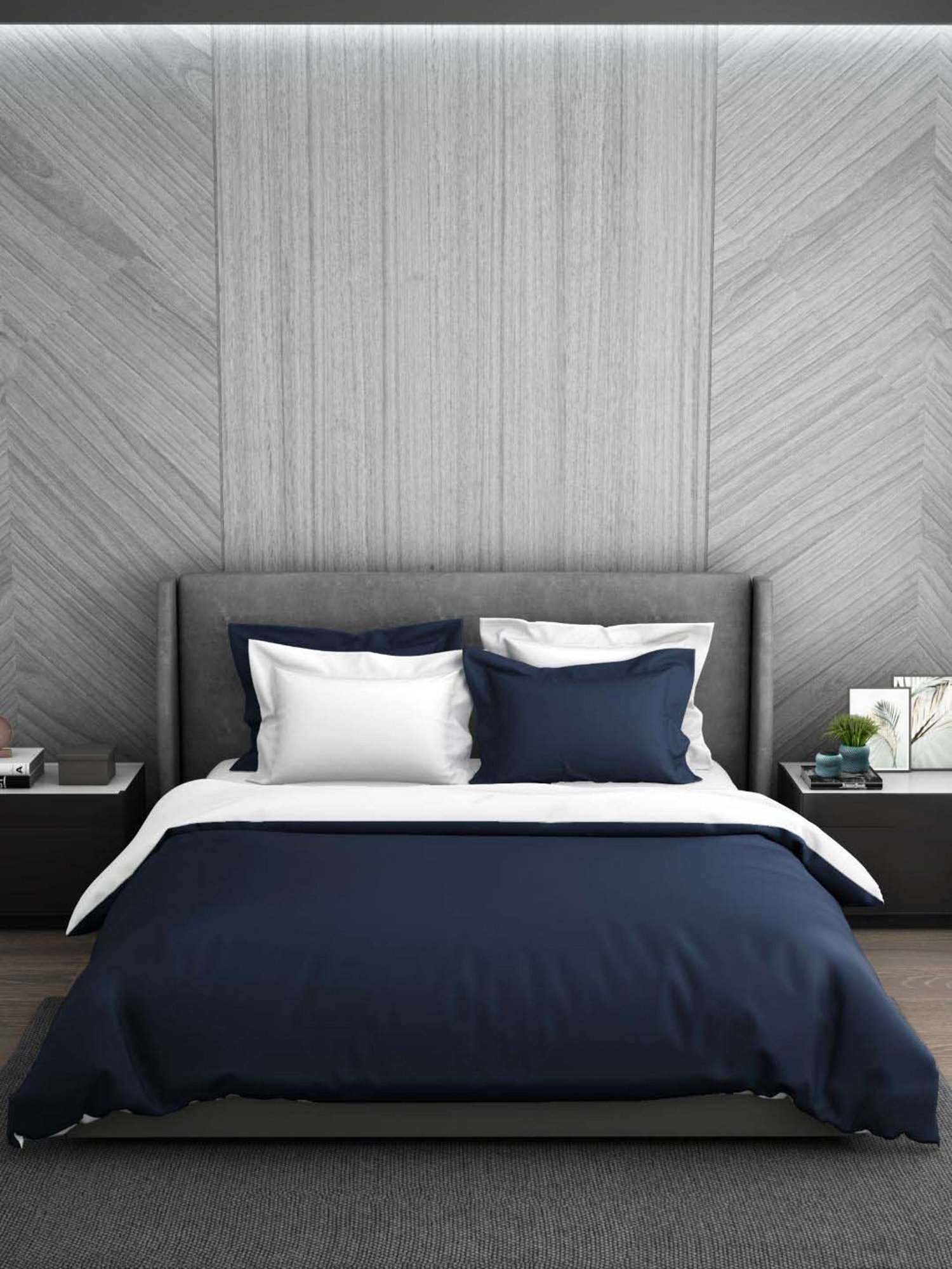 Spaces Hygro Navy Cotton 300 TC Double Duvet Cover