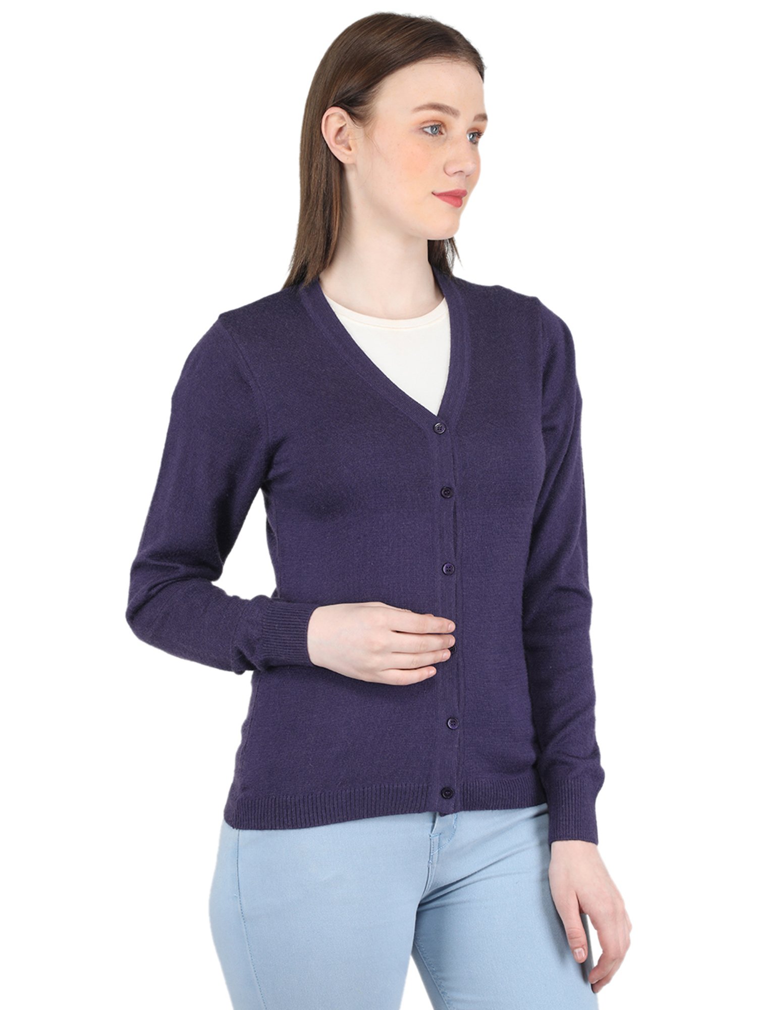 MOCA by Monte Carlo Dark Purple Regular Fit Cardigan