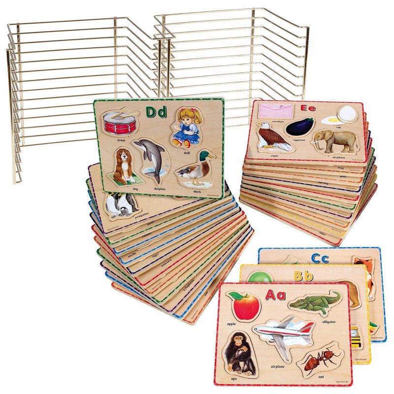 Puzzleworks ABC Puzzle Set with Wire Rack - 26 Total Puzzles