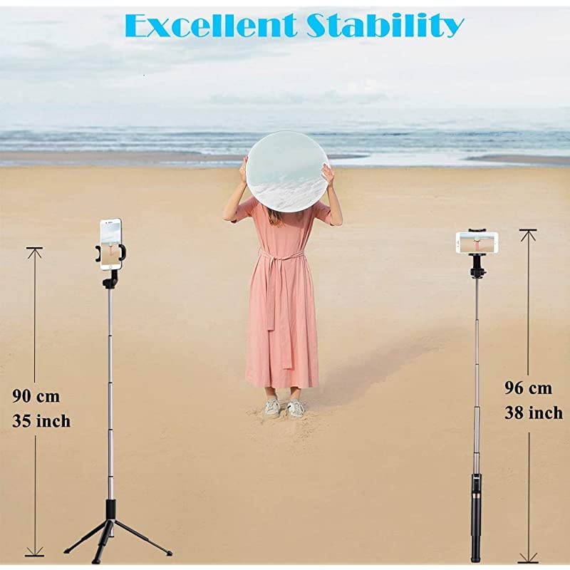 Stick Bluetooth Compact Cell Phone Stick Android Mini Stick with Light Wireless for iPhone 11 Pro Max 6 7 8 Plus Galaxy S8 Plus Note 9 10 and More Long Black