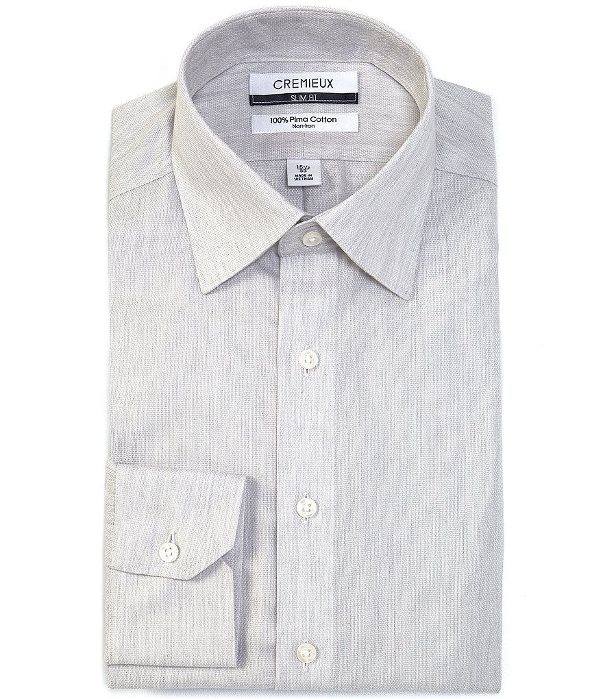 Psycho Bunny Non-Iron Modern Fit Spread Collar Solid Dress Shirt