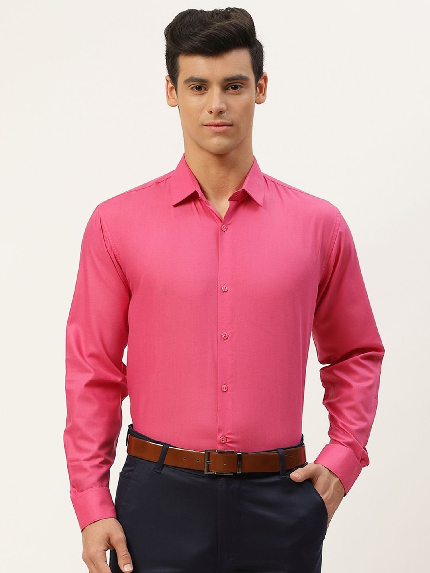 Sojanya Pink Cotton Regular Fit Shirt