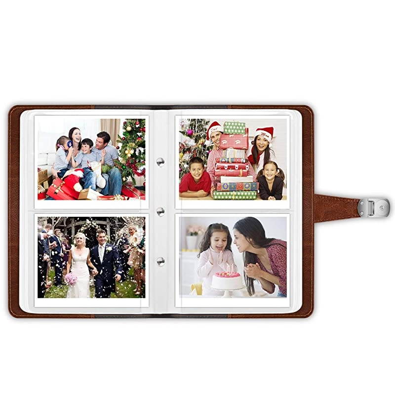 Wallet Photo Album for Fujifilm Instax Wide 300 Polaroid OneStep 264 Pockets Snap Fastener Album Compatible with Polaroid POP Originals 600 Camera 35x45 Inch Film Vintage Brown