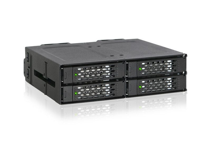 Icy Dock ToughArmor MB699VP-B Drive Enclosure for 5.25" U.2 (SFF-8639) - Mini-SAS HD Host Interface Internal - Black - 4 x HDD Supported