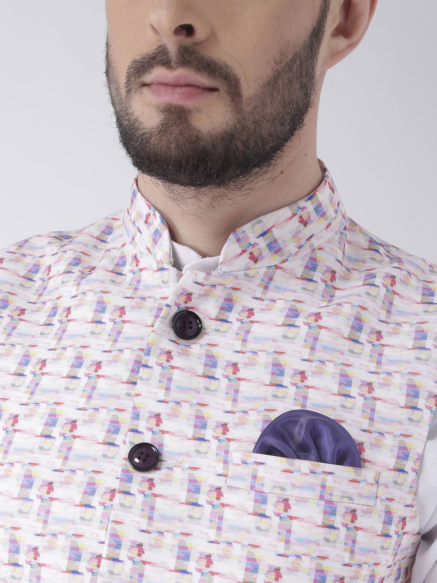 Hangup Plus Multicolor Regular Fit Printed Nehru Jacket