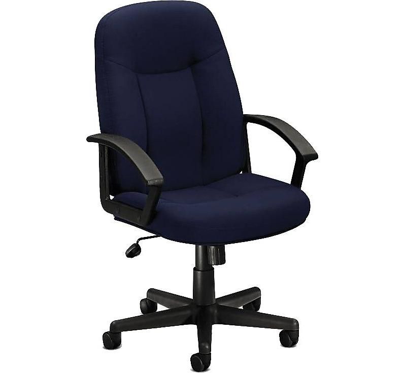 Basyx HON Fabric High-Back Executive Chair, Center-Tilt, Fixed Arms, Navy VL601VA90