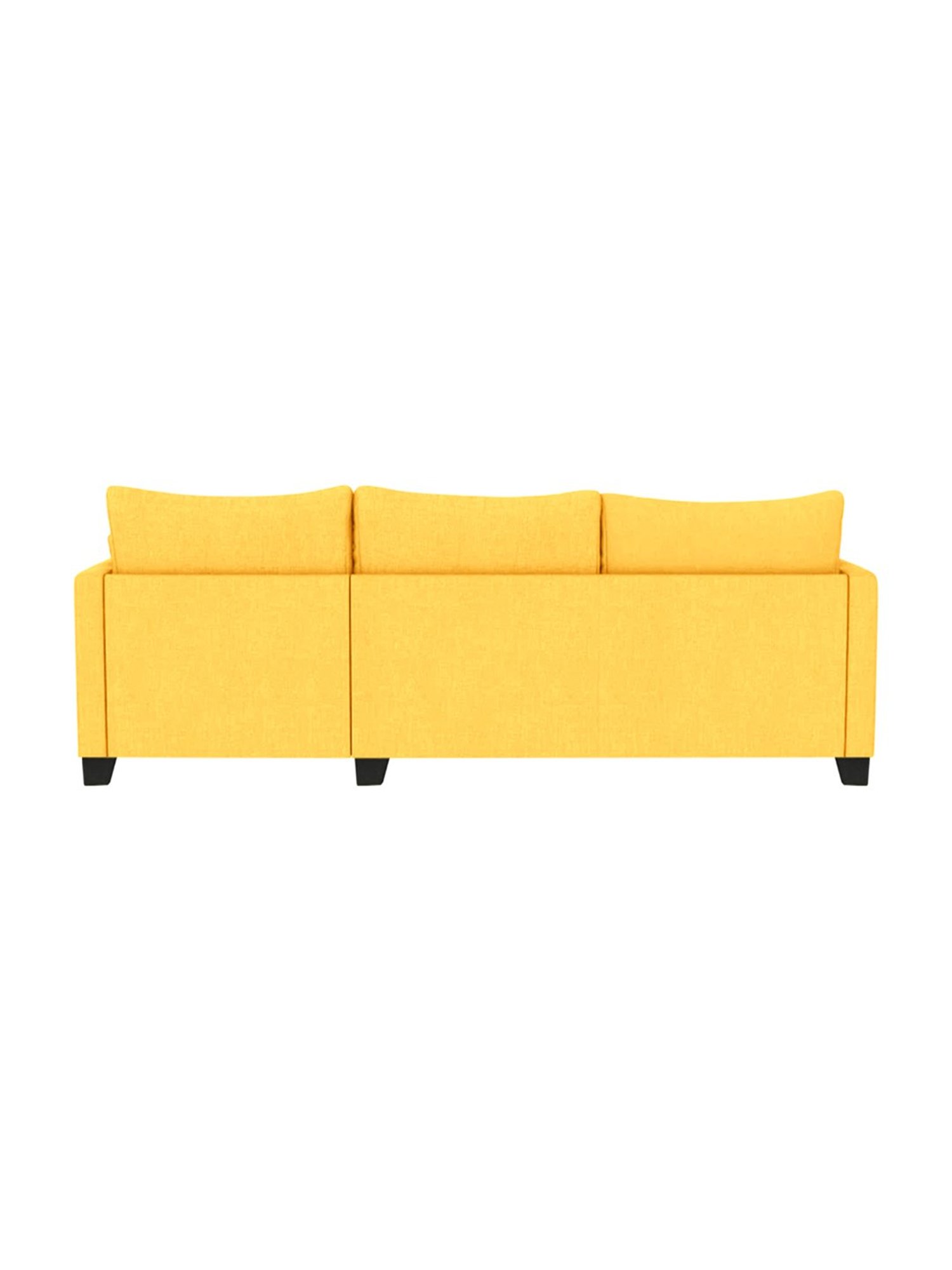 Trevi Duke Yellow Fabric & Neem Wood 6 Seater LHS Sectional Sofa