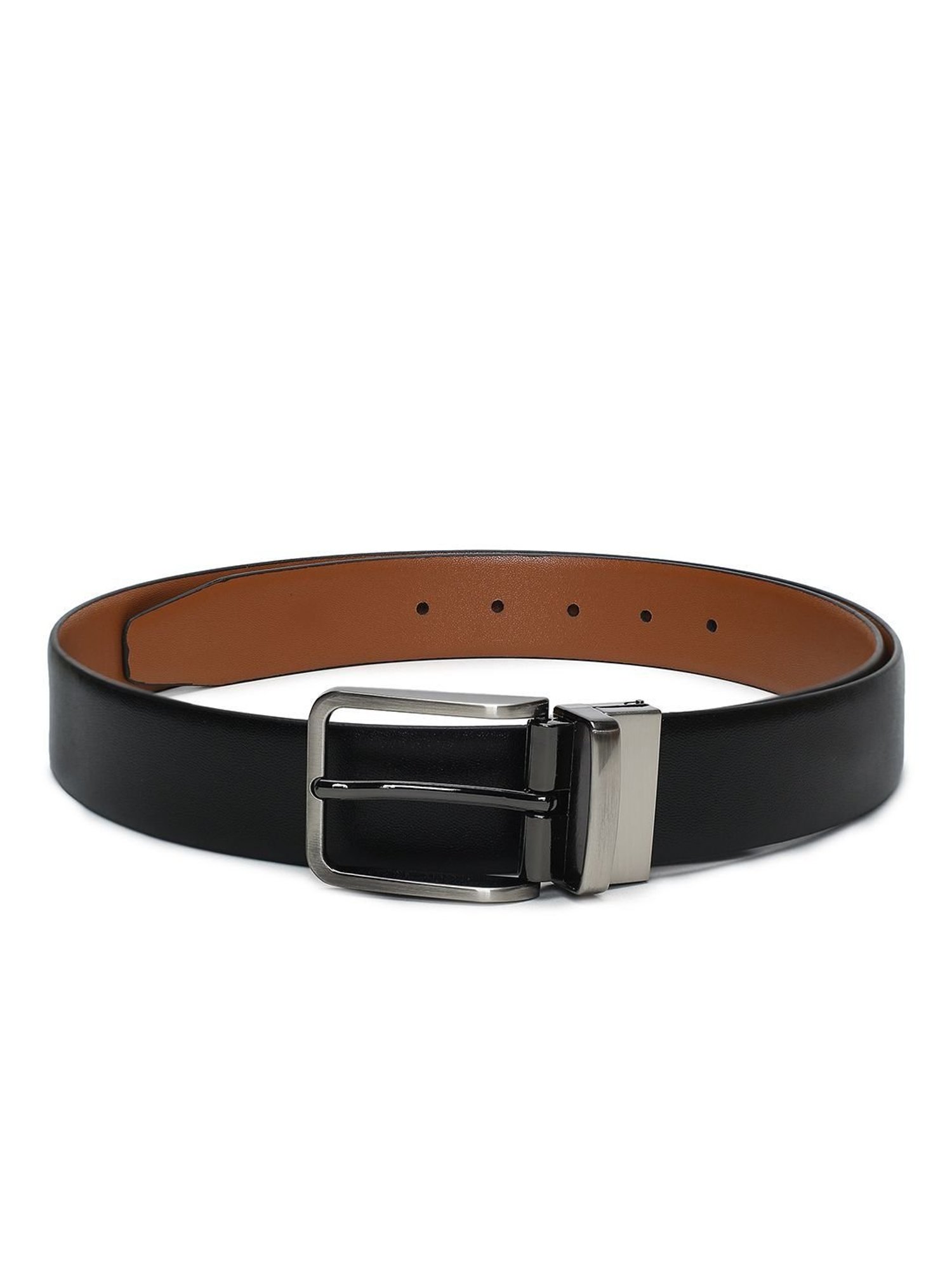 Crusset Black Leather Formal Belt for Men