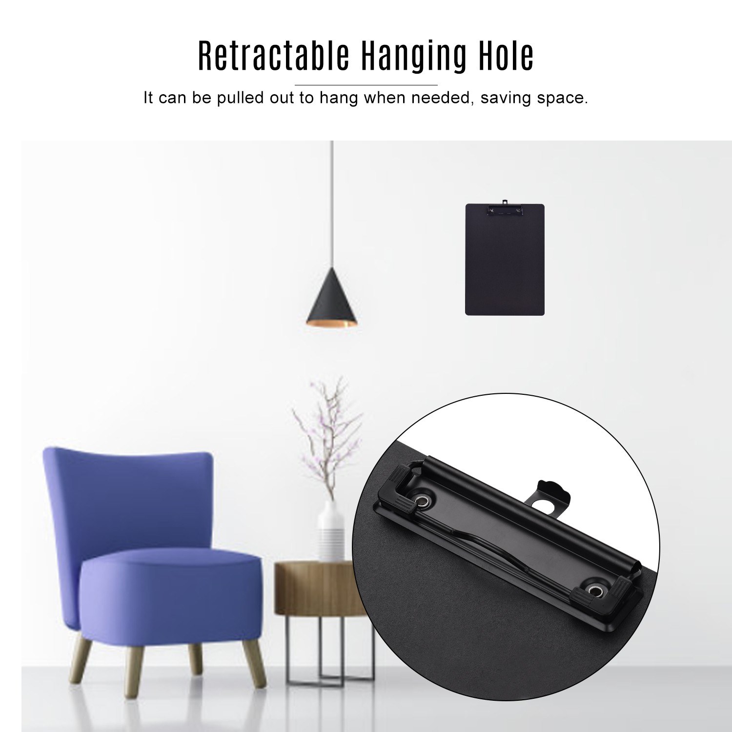 A4 Size Plastic Clipboard Writing Pad Board Low Profile Clip Document Holder with Hanging Hole for Students School Office