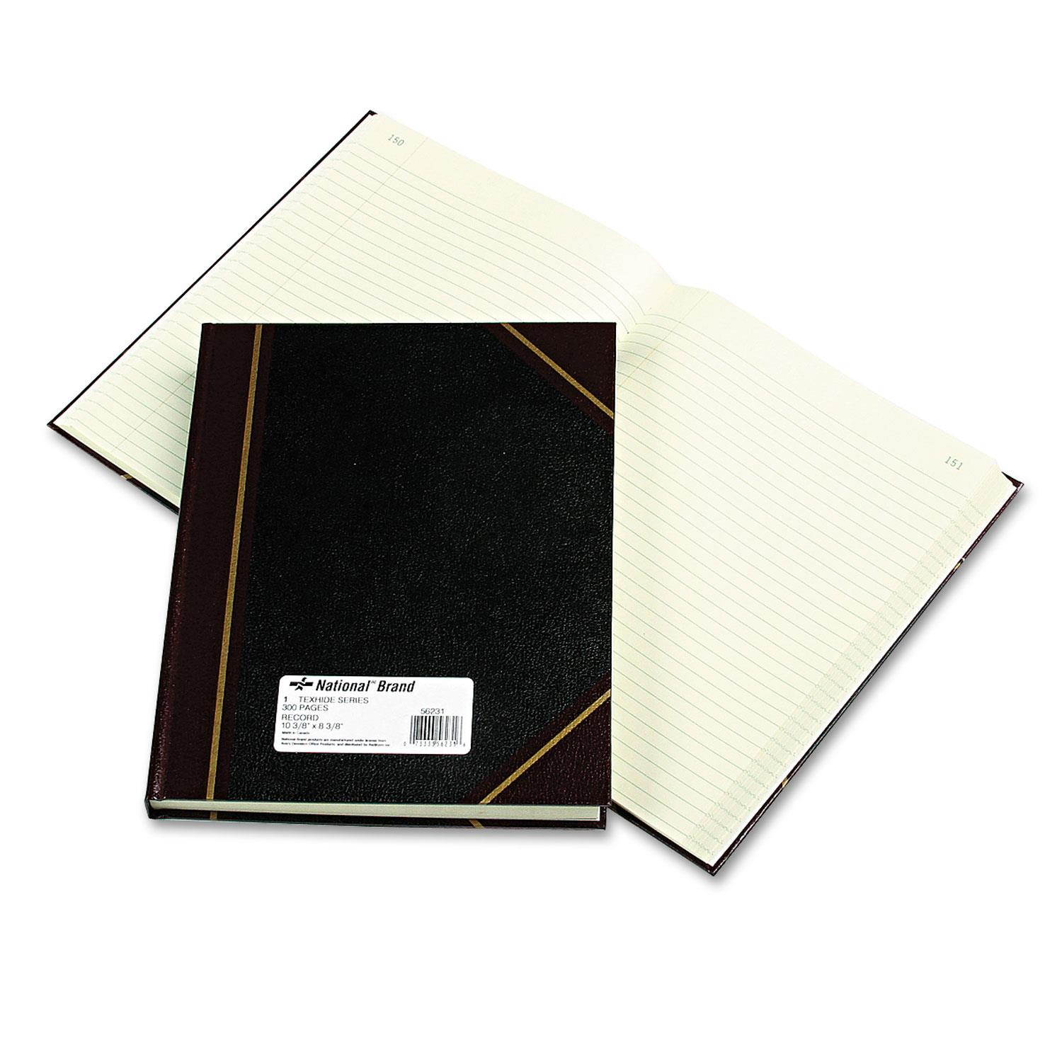 Texthide Record Book, Black/burgundy, 300 Green Pages, 10 3/8 X 8 3/8