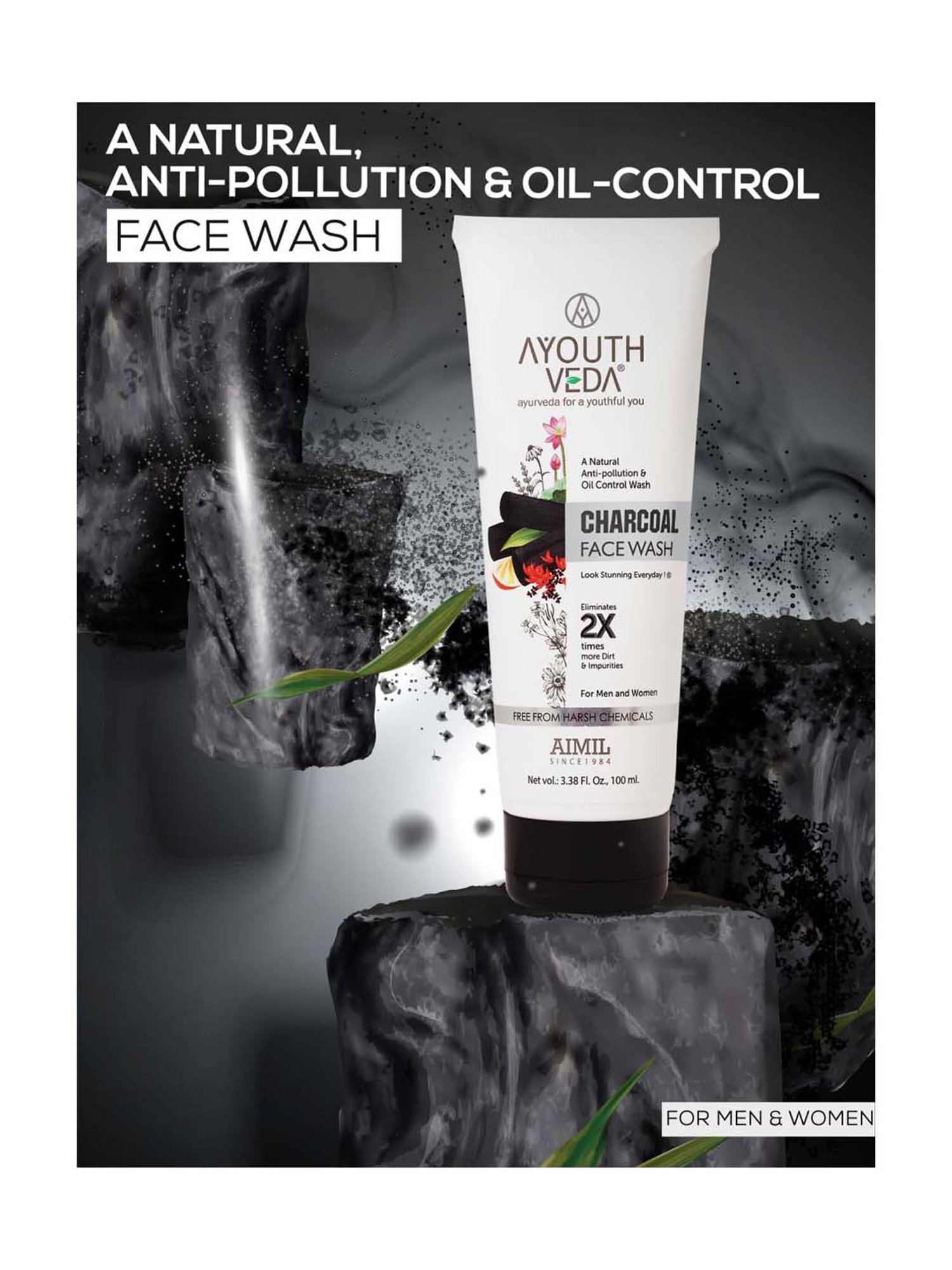 AyouthVeda Charcoal Face Wash - 100 ml