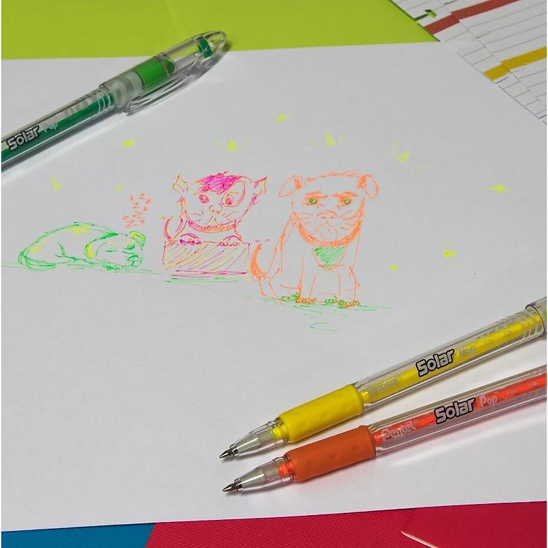 Pentel Pen Gel Fluorescent 0.6mm 3/5"Wx3/5"Lx6-1/10"H 8/PK AST K96BP8M