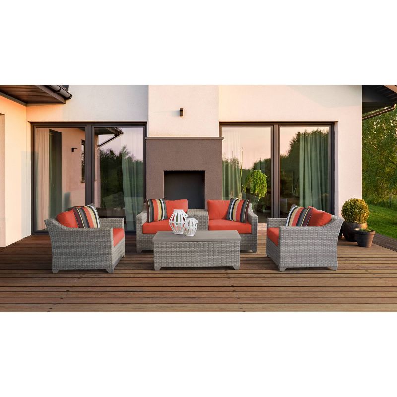 Fairmont 6pc Patio Sectional Seating Set with Cushions - Tangerine - TK Classics