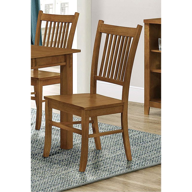 Coaster Home Furnishings Marbrisa Slat Hardwood Contemporary Modern Ladder Back Side Dining Room Chairs, Sienna Brown (Set of 2)