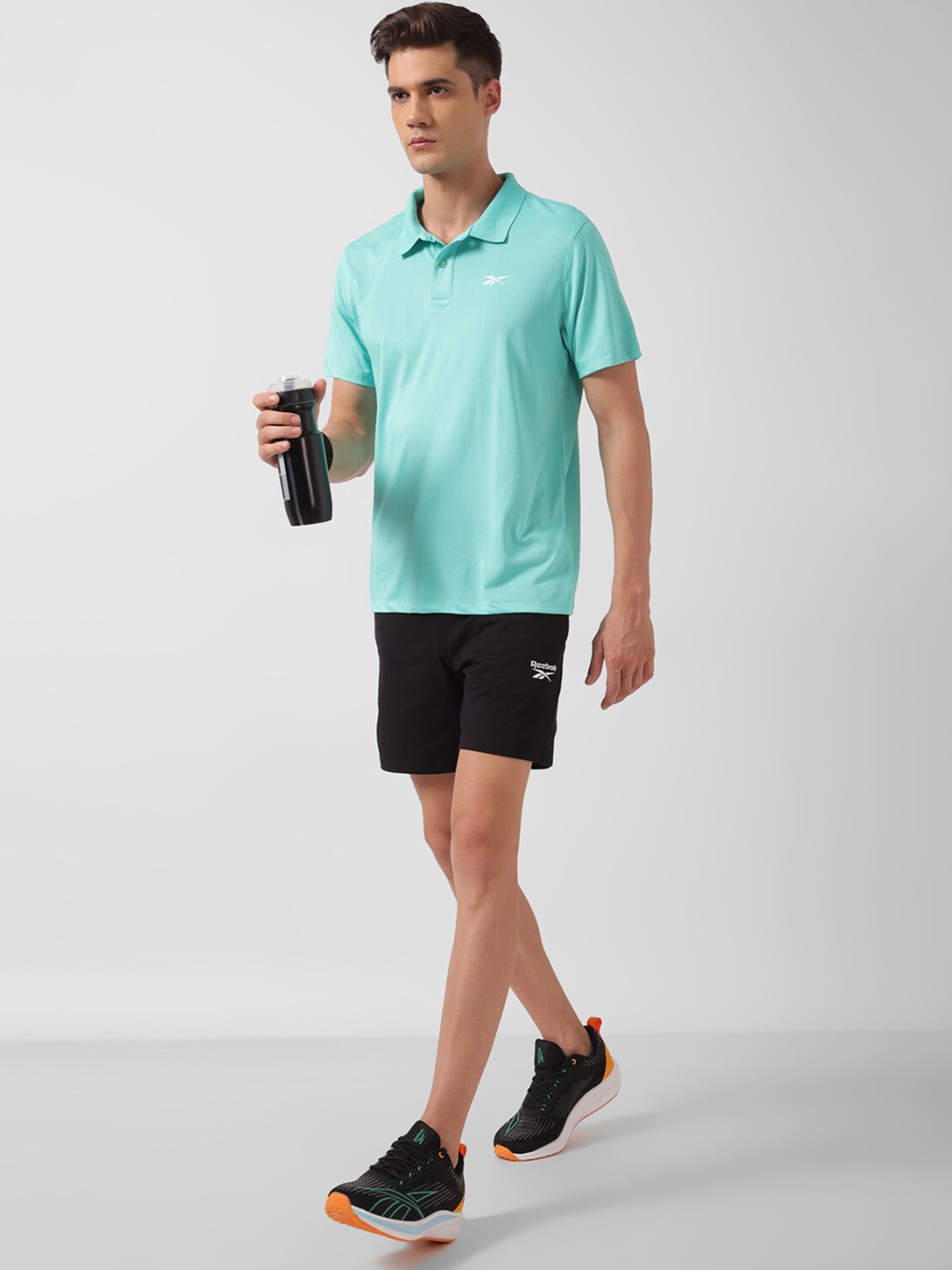 Reebok Training Black Regular Fit Logo Print Sports Shorts