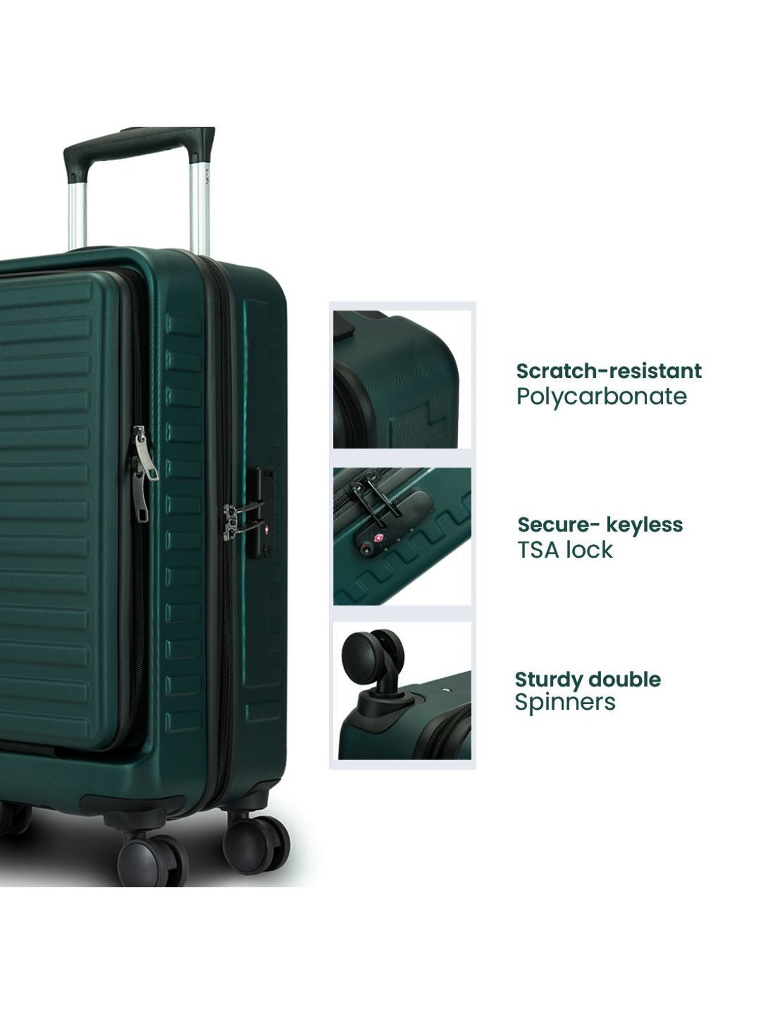 Assembly Green Textured Small Cabin Trolley - 20 inch