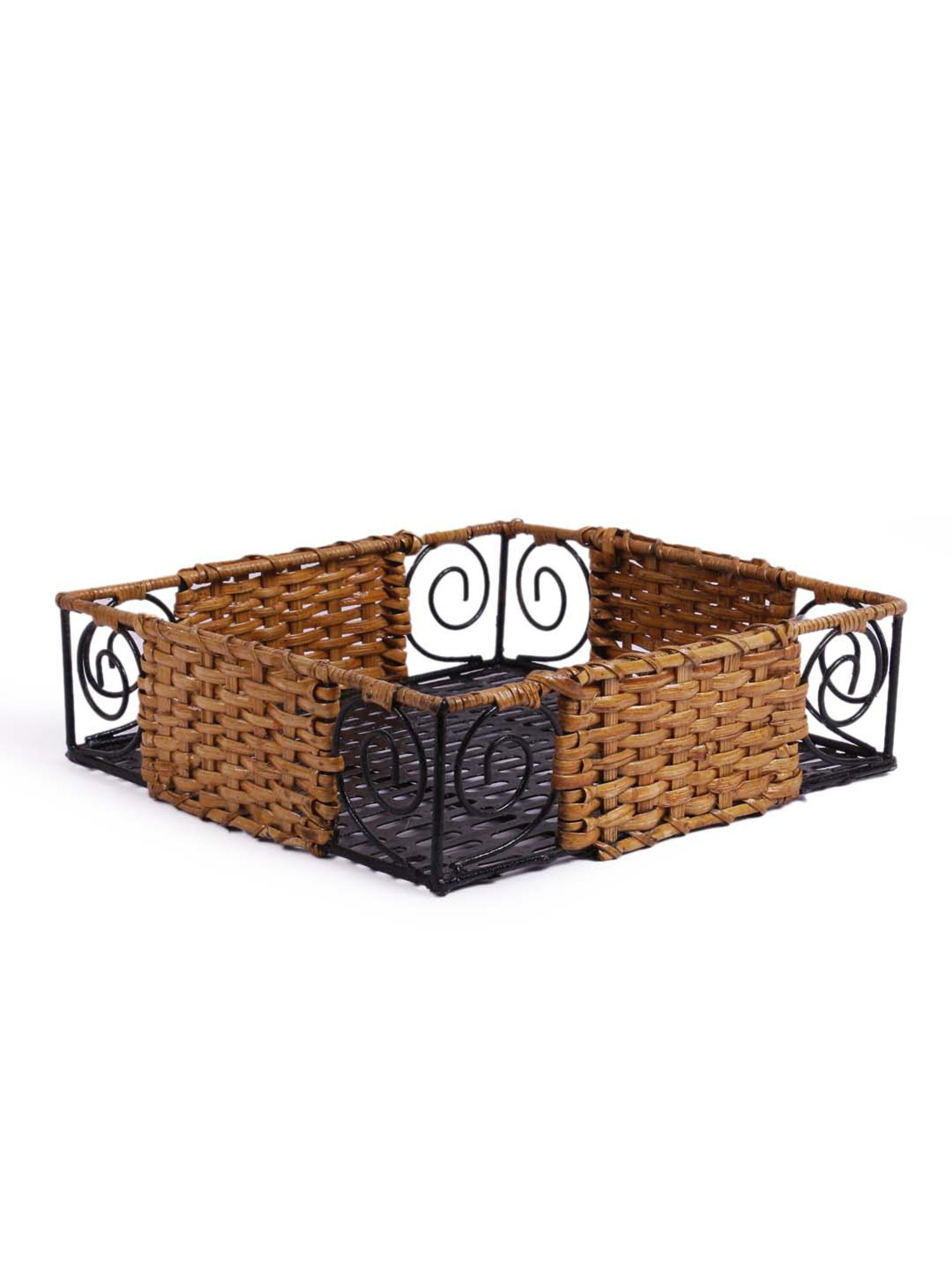 VarEesha Brown & Black Bamboo Multi-Purpose Basket - Set of 1