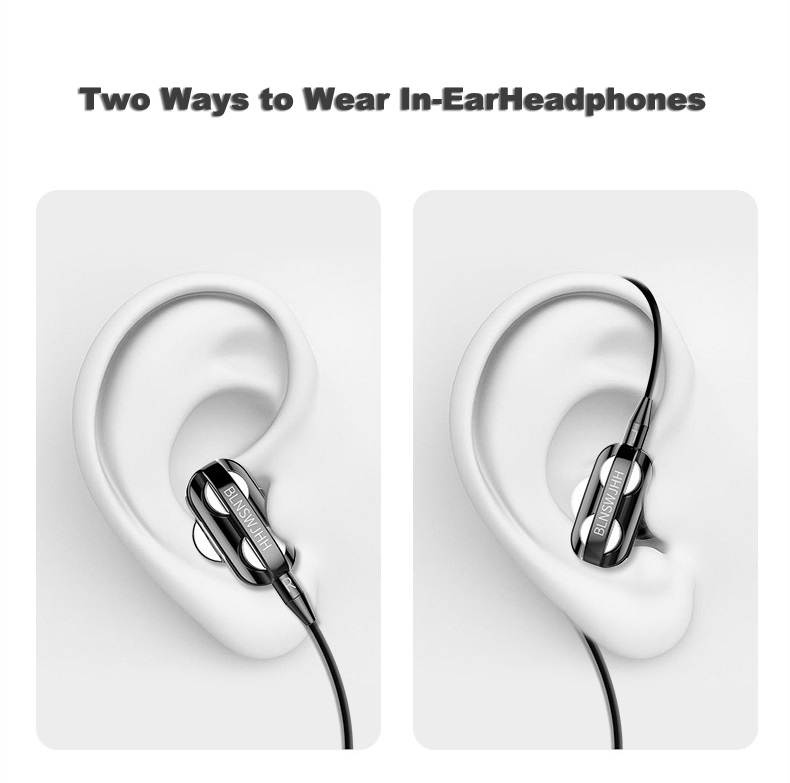 New in-ear earphones, dual dynamic coils and dual speakers are suitable for most smart phone headsets with wire-controlled tuning