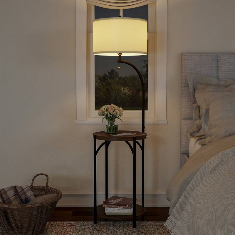 Floor Lamp End Table (Includes LED Light Bulb) - Modern Rustic