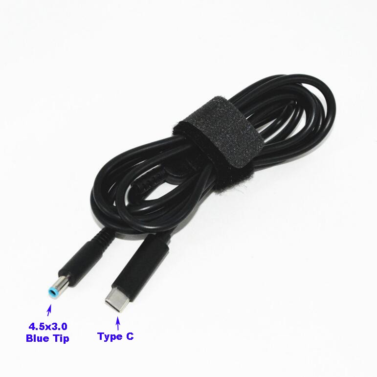 USB-C Type C to 4.5mm 3.0mm (Blue Tip) Laptop Adapter Connector Converter Cable for HP Pavilion Envy Sleekbook Ultrabook laptops