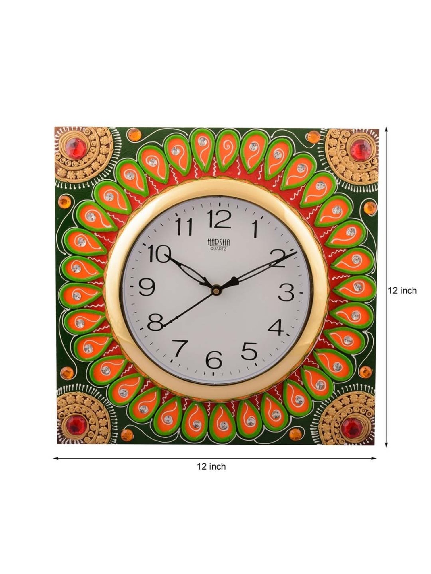 eCraftIndia Wooden Papier Mache Splendid Artistic Handcrafted Wall Clock