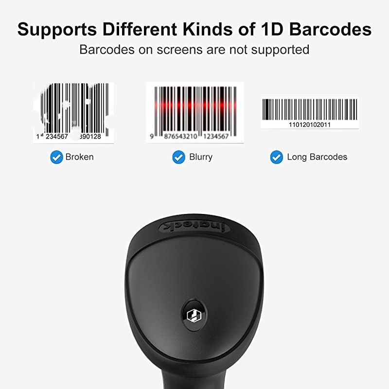 1D USB Barcode Scanner with Intelligent Stand Wired BCST33